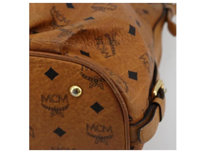 Borsa a tracolla MCM Vicetos Logogram PVC Marrone Oro Auth 179374A D'oro - vista 14