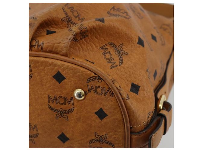 Borsa a tracolla MCM Vicetos Logogram PVC Marrone Oro Auth 179374A D'oro - vista 16