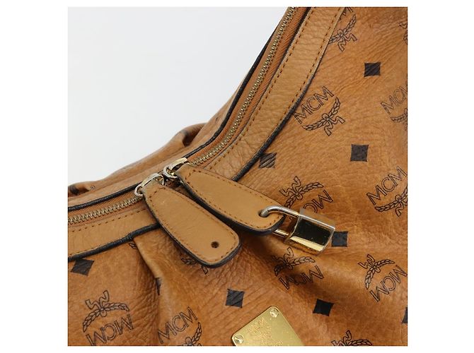Borsa a tracolla MCM Vicetos Logogram PVC Marrone Oro Auth 179374A D'oro - vista 17