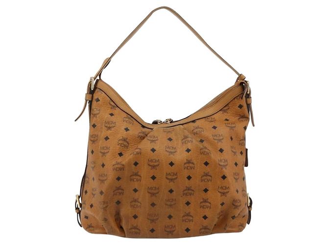 Borsa a tracolla MCM Vicetos Logogram PVC Marrone Oro Auth 179374A D'oro - vista 2