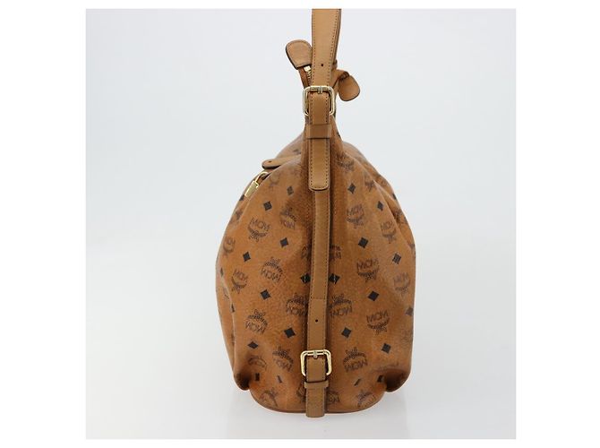 Borsa a tracolla MCM Vicetos Logogram PVC Marrone Oro Auth 179374A D'oro - vista 3
