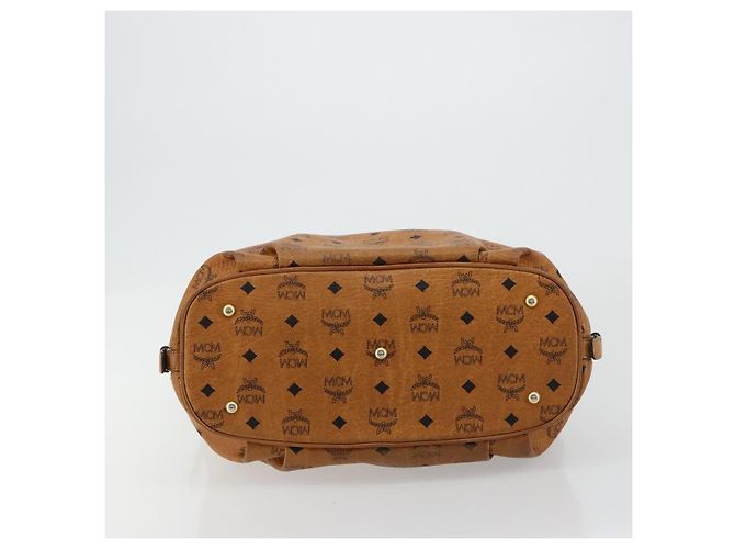 Borsa a tracolla MCM Vicetos Logogram PVC Marrone Oro Auth 179374A D'oro - vista 5