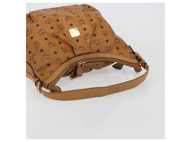 Borsa a tracolla MCM Vicetos Logogram PVC Marrone Oro Auth 179374A D'oro - vista 7