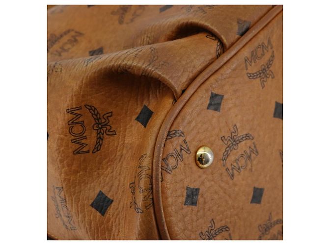 Borsa a tracolla MCM Vicetos Logogram PVC Marrone Oro Auth 179374A D'oro - vista 9