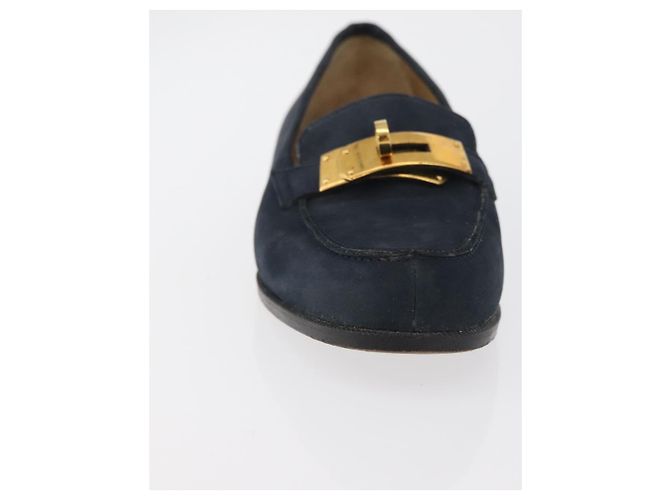 Hermès Mocassini HERMES Kelly Suede 35 1/2 Navy Auth BA12685 Blu navy - vista 11