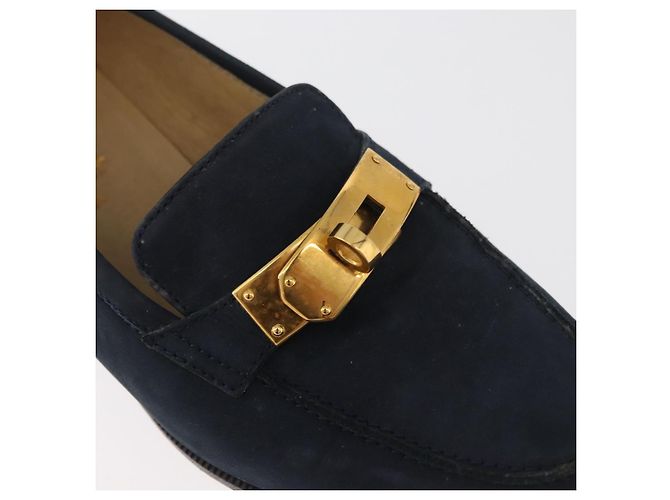 Hermès Mocassini HERMES Kelly Suede 35 1/2 Navy Auth BA12685 Blu navy - vista 13