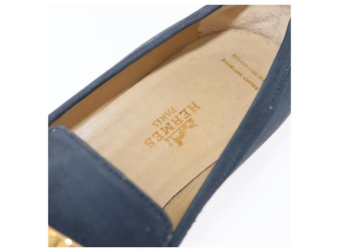 Hermès Mocassini HERMES Kelly Suede 35 1/2 Navy Auth BA12685 Blu navy - vista 14