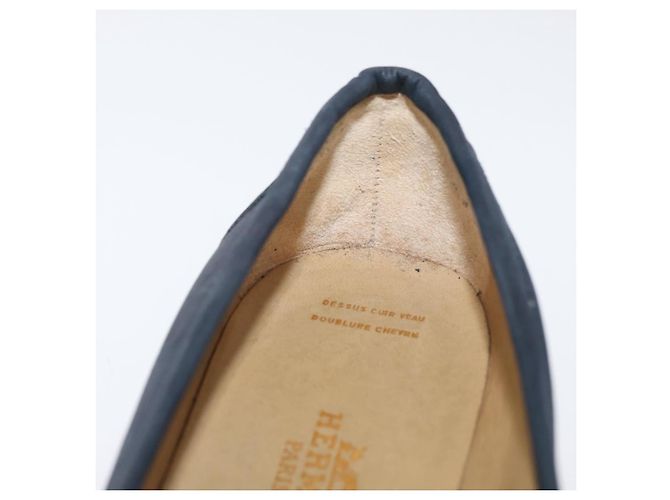Hermès Mocassini HERMES Kelly Suede 35 1/2 Navy Auth BA12685 Blu navy - vista 16