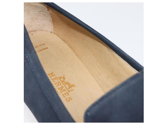 Hermès Mocassini HERMES Kelly Suede 35 1/2 Navy Auth BA12685 Blu navy - vista 17