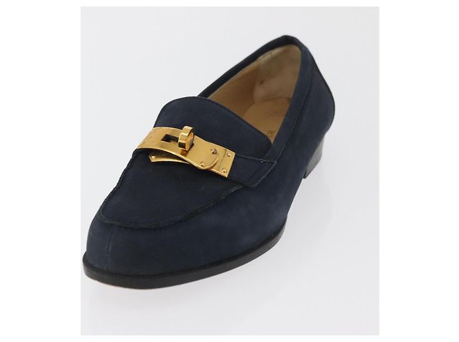Hermès Mocassini HERMES Kelly Suede 35 1/2 Navy Auth BA12685 Blu navy - vista 19
