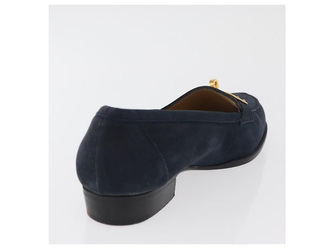 Hermès Mocassini HERMES Kelly Suede 35 1/2 Navy Auth BA12685 Blu navy - vista 20