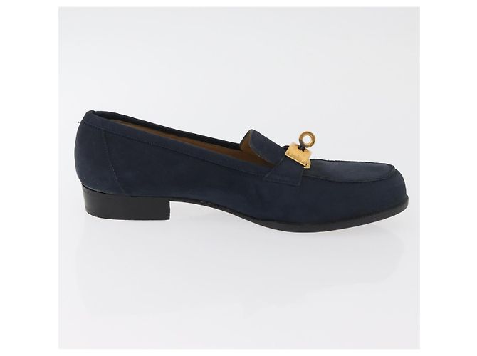 Hermès Mocassini HERMES Kelly Suede 35 1/2 Navy Auth BA12685 Blu navy - vista 21