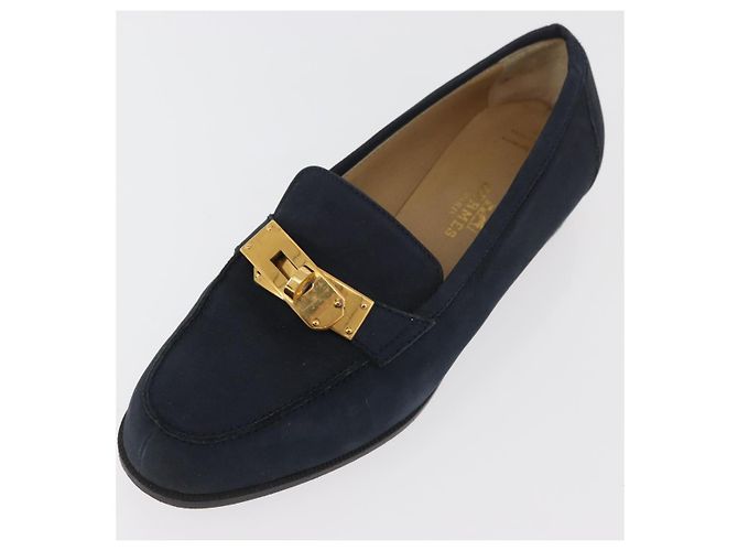 Hermès Mocassini HERMES Kelly Suede 35 1/2 Navy Auth BA12685 Blu navy - vista 23