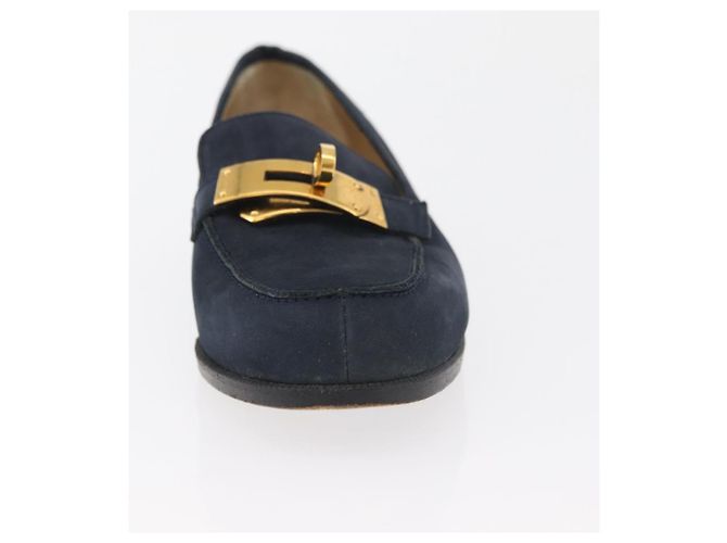 Hermès Mocassini HERMES Kelly Suede 35 1/2 Navy Auth BA12685 Blu navy - vista 29