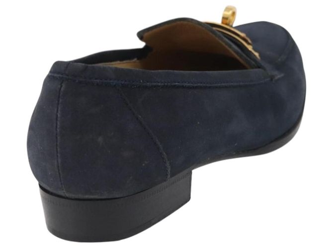 Hermès Mocassini HERMES Kelly Suede 35 1/2 Navy Auth BA12685 Blu navy - vista 3