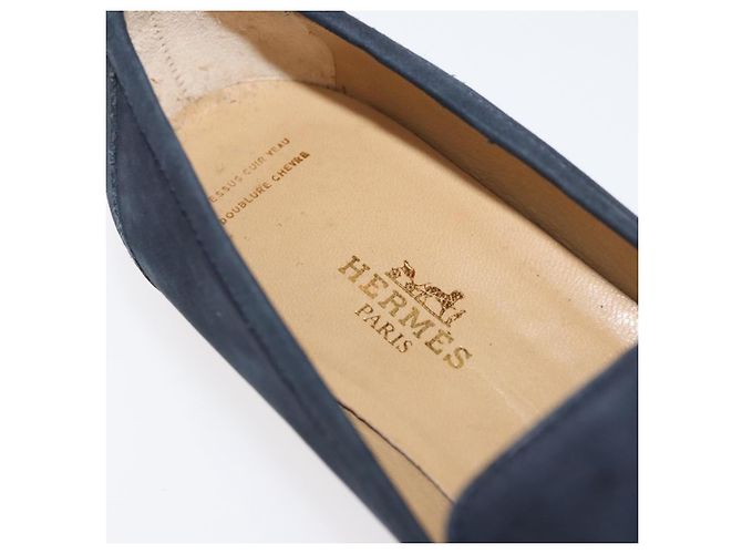 Hermès Mocassini HERMES Kelly Suede 35 1/2 Navy Auth BA12685 Blu navy - vista 32