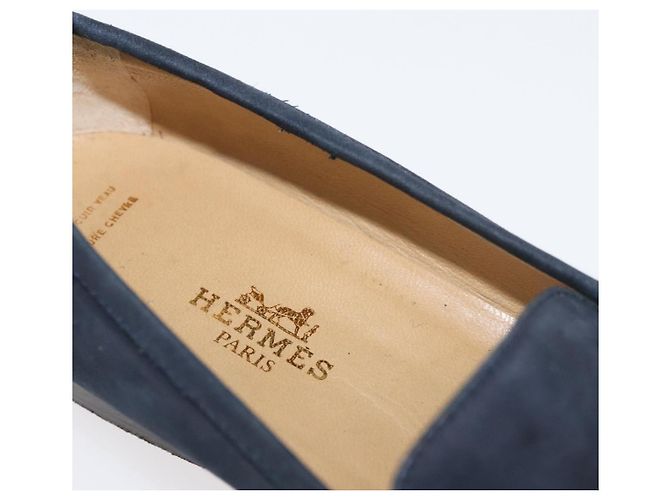 Hermès Mocassini HERMES Kelly Suede 35 1/2 Navy Auth BA12685 Blu navy - vista 33