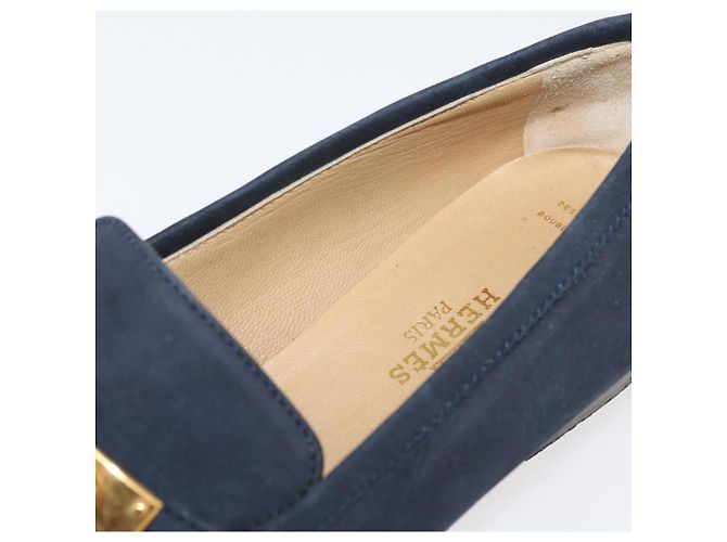 Hermès Mocassini HERMES Kelly Suede 35 1/2 Navy Auth BA12685 Blu navy - vista 34