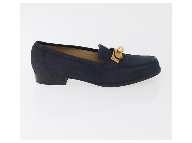 Hermès Mocassini HERMES Kelly Suede 35 1/2 Navy Auth BA12685 Blu navy - vista 4