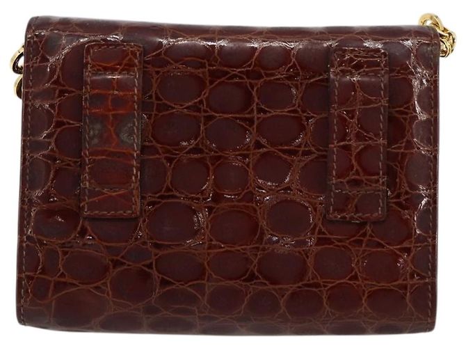 Borsa a catena Vara Ribbon in pelle Bordeaux e Oro Salvatore Ferragamo Auth 180672 - vista 2