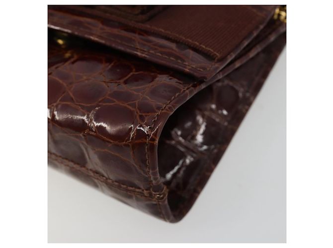 Borsa a catena Vara Ribbon in pelle Bordeaux e Oro Salvatore Ferragamo Auth 180672 - vista 9