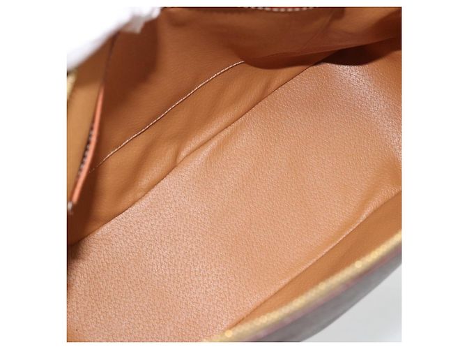 Céline Borsa CELINE Macadam Canvas PVC Pelle 2way Marrone Oro Auth 180489A D'oro - vista 11
