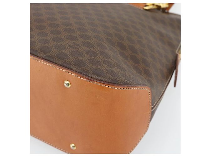 Céline Borsa CELINE Macadam Canvas PVC Pelle 2way Marrone Oro Auth 180489A D'oro - vista 15