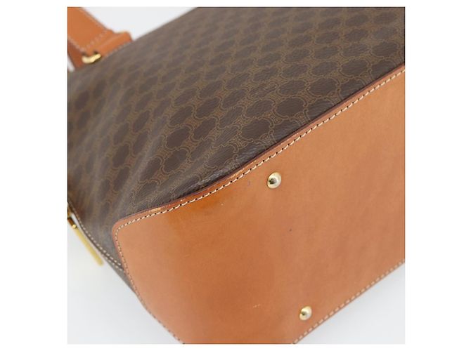 Céline Borsa CELINE Macadam Canvas PVC Pelle 2way Marrone Oro Auth 180489A D'oro - vista 16