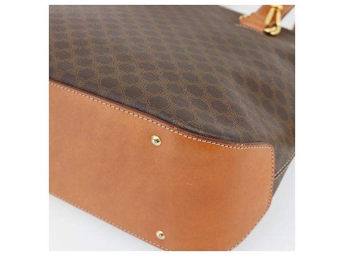 Céline Borsa CELINE Macadam Canvas PVC Pelle 2way Marrone Oro Auth 180489A D'oro - vista 17