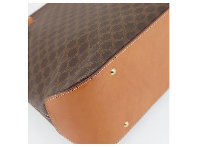 Céline Borsa CELINE Macadam Canvas PVC Pelle 2way Marrone Oro Auth 180489A D'oro - vista 18