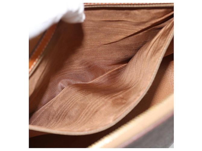 Céline Borsa CELINE Macadam Canvas PVC Pelle 2way Marrone Oro Auth 180489A D'oro - vista 24