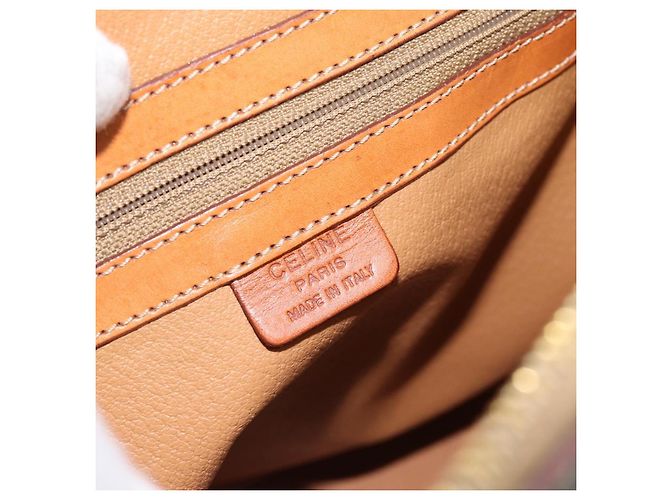 Céline Borsa CELINE Macadam Canvas PVC Pelle 2way Marrone Oro Auth 180489A D'oro - vista 25