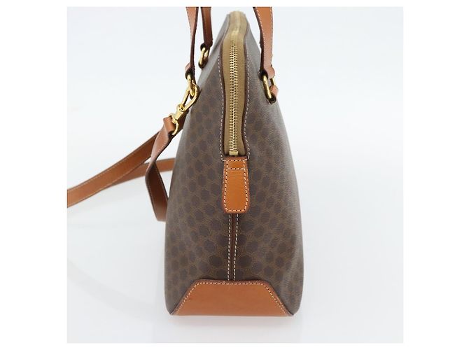 Céline Borsa CELINE Macadam Canvas PVC Pelle 2way Marrone Oro Auth 180489A D'oro - vista 4