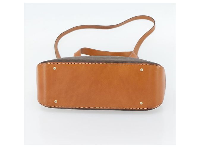 Céline Borsa CELINE Macadam Canvas PVC Pelle 2way Marrone Oro Auth 180489A D'oro - vista 5