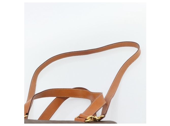 Céline Borsa CELINE Macadam Canvas PVC Pelle 2way Marrone Oro Auth 180489A D'oro - vista 9