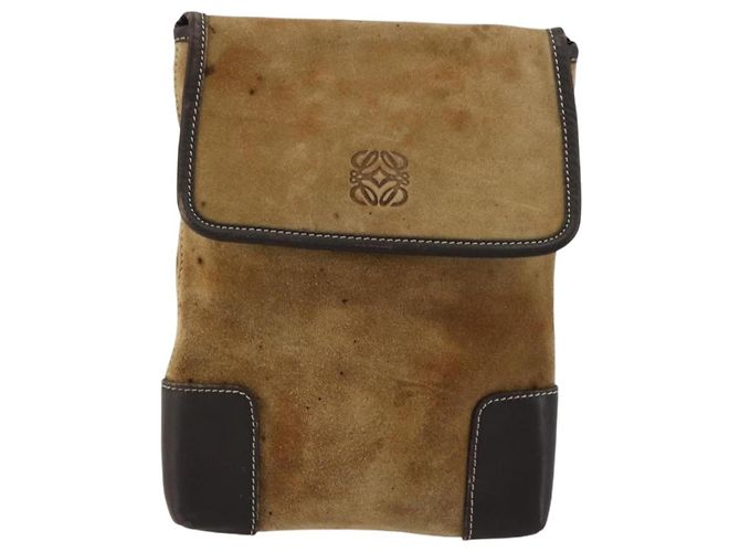 Borsa a tracolla LOEWE Anagram in scamosciato beige e oro Auth bs35117 D'oro - vista 13