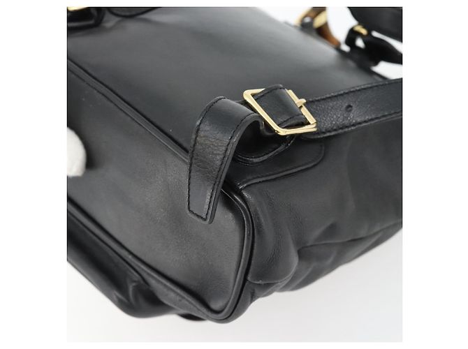Zaino GUCCI Bamboo in pelle nera e oro 003 2034 0030 Auth ka4402 Nero D'oro - vista 17