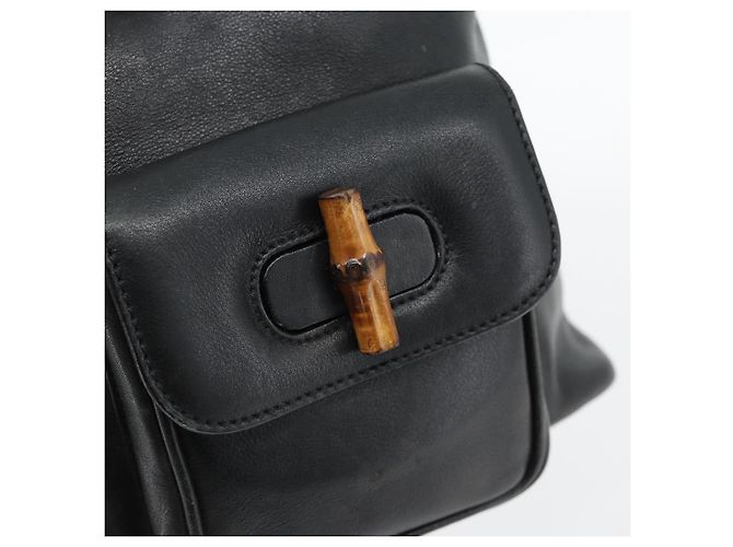 Zaino GUCCI Bamboo in pelle nera e oro 003 2034 0030 Auth ka4402 Nero D'oro - vista 18