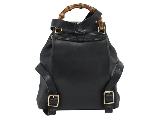 Zaino GUCCI Bamboo in pelle nera e oro 003 2034 0030 Auth ka4402 Nero D'oro - vista 2