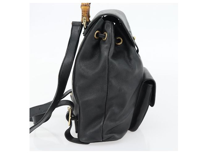 Zaino GUCCI Bamboo in pelle nera e oro 003 2034 0030 Auth ka4402 Nero D'oro - vista 3