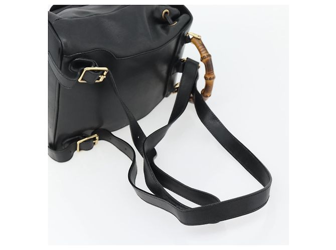 Zaino GUCCI Bamboo in pelle nera e oro 003 2034 0030 Auth ka4402 Nero D'oro - vista 9
