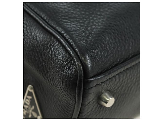 PRADA Tote Bag Leder Schwarz Silber Auth 179445V - Ansicht 15
