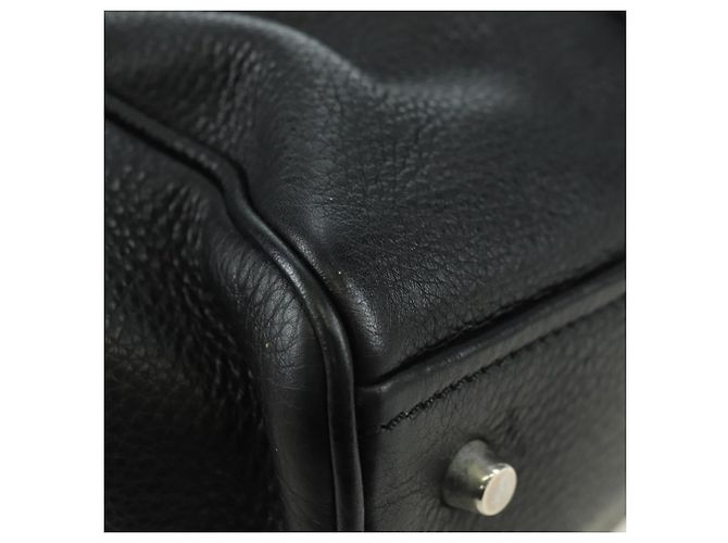 PRADA Tote Bag Leder Schwarz Silber Auth 179445V - Ansicht 17
