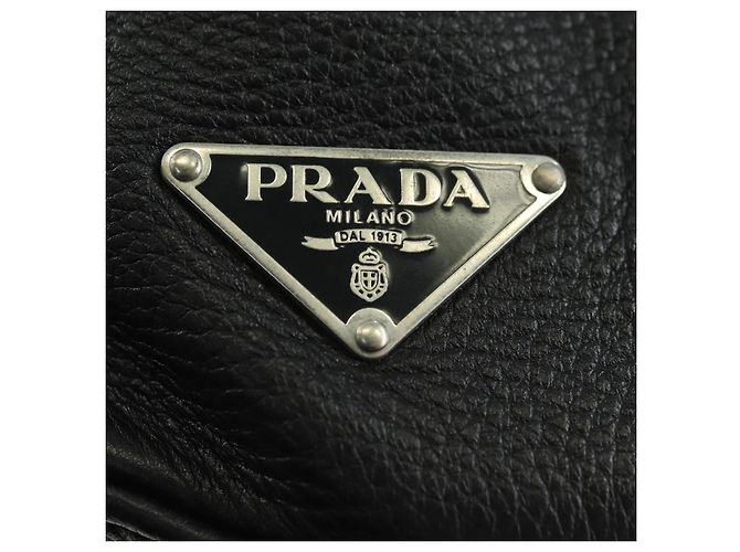 PRADA Tote Bag Leder Schwarz Silber Auth 179445V - Ansicht 19