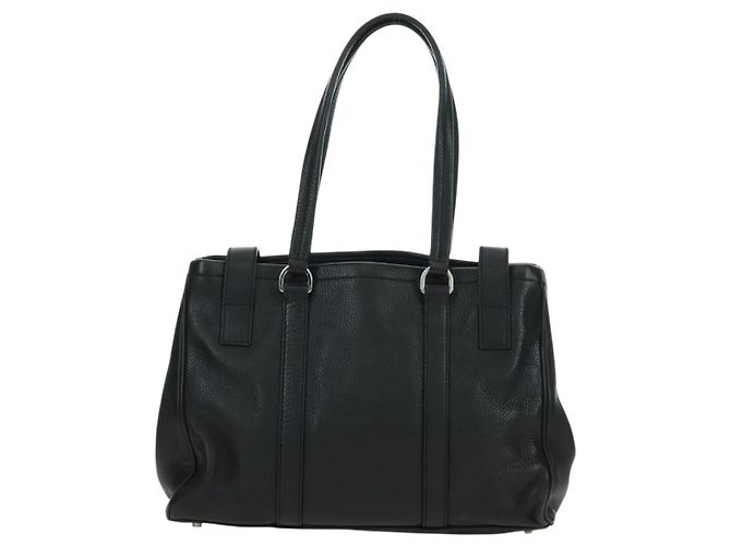 PRADA Tote Bag Leder Schwarz Silber Auth 179445V - Ansicht 2