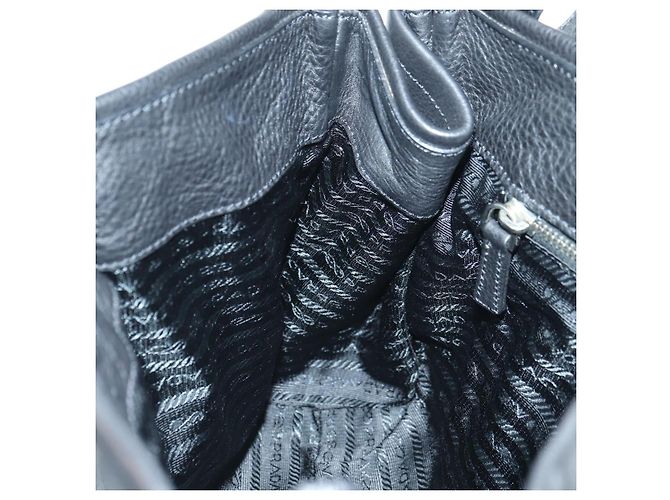 PRADA Tote Bag Leder Schwarz Silber Auth 179445V - Ansicht 22