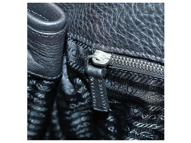 PRADA Tote Bag Leder Schwarz Silber Auth 179445V - Ansicht 23