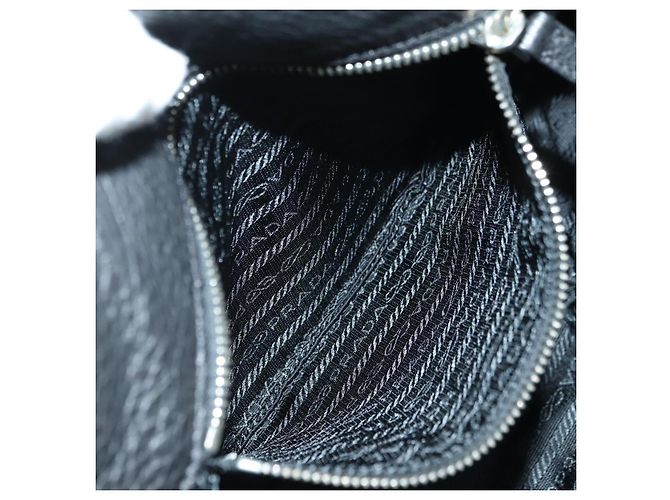 PRADA Tote Bag Leder Schwarz Silber Auth 179445V - Ansicht 24