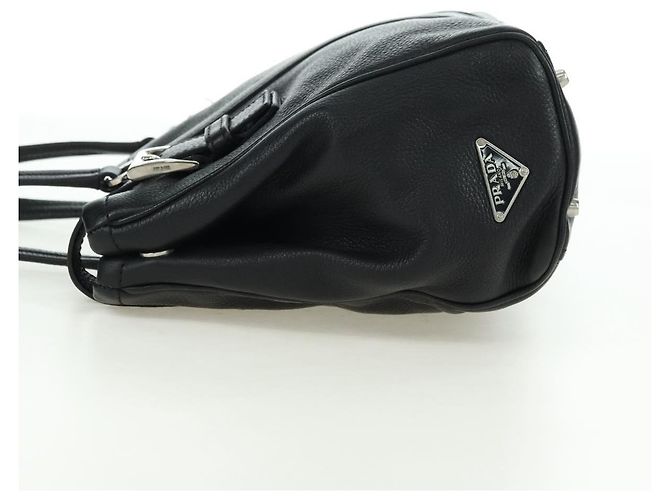 PRADA Tote Bag Leder Schwarz Silber Auth 179445V - Ansicht 3