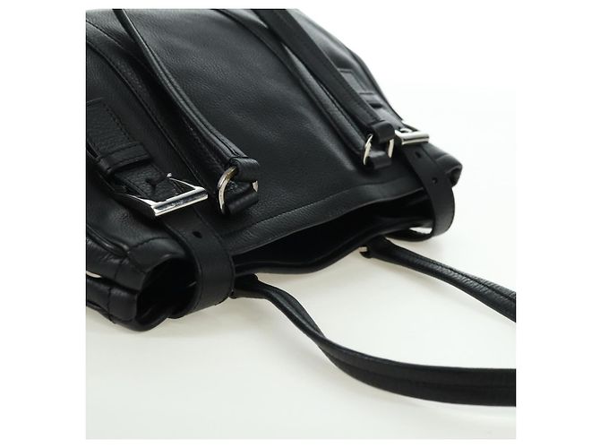 PRADA Tote Bag Leder Schwarz Silber Auth 179445V - Ansicht 6